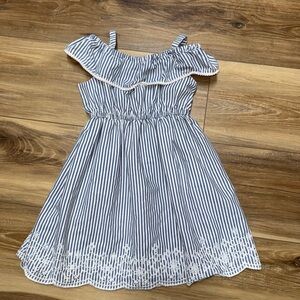 Penelope Mack Navy and White Striped Kids Dress
